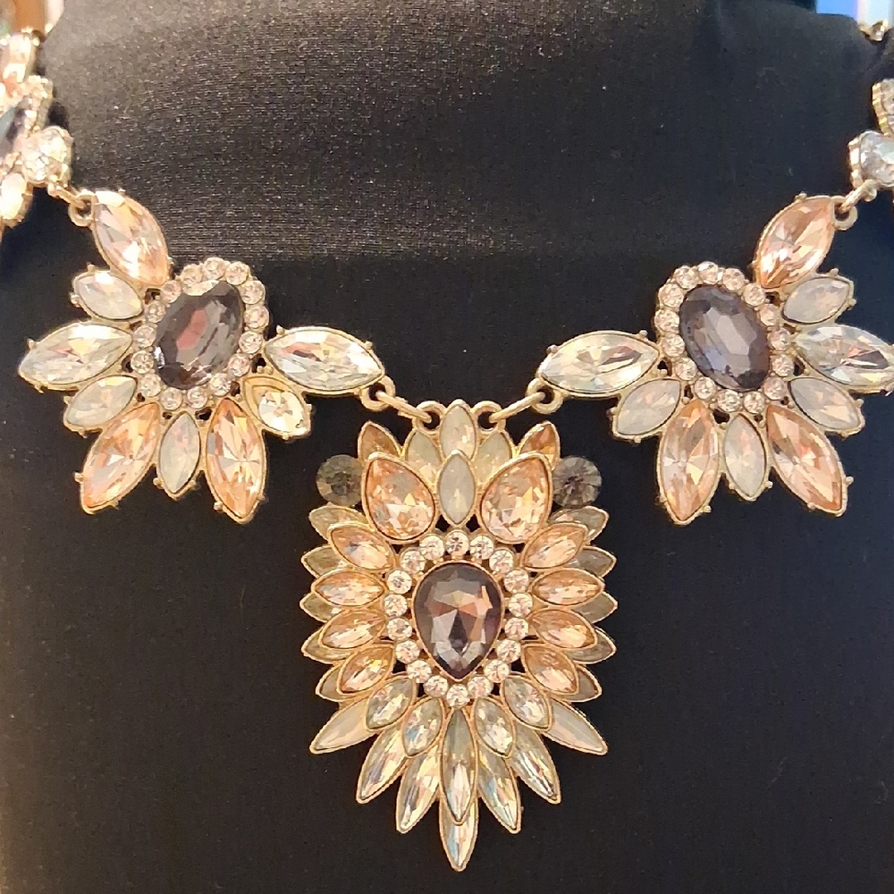 Gold and Silver Tone Art Deco Medallion Necklace